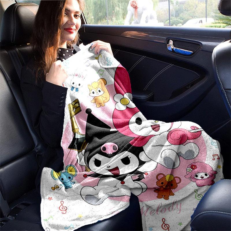 1pc My Melody and Friends Blanket, Soft Throw for Room Decor, Perfect Gift for Family and Friend, Seasonal Use Home Decoration, Cozy Bedding Accessory