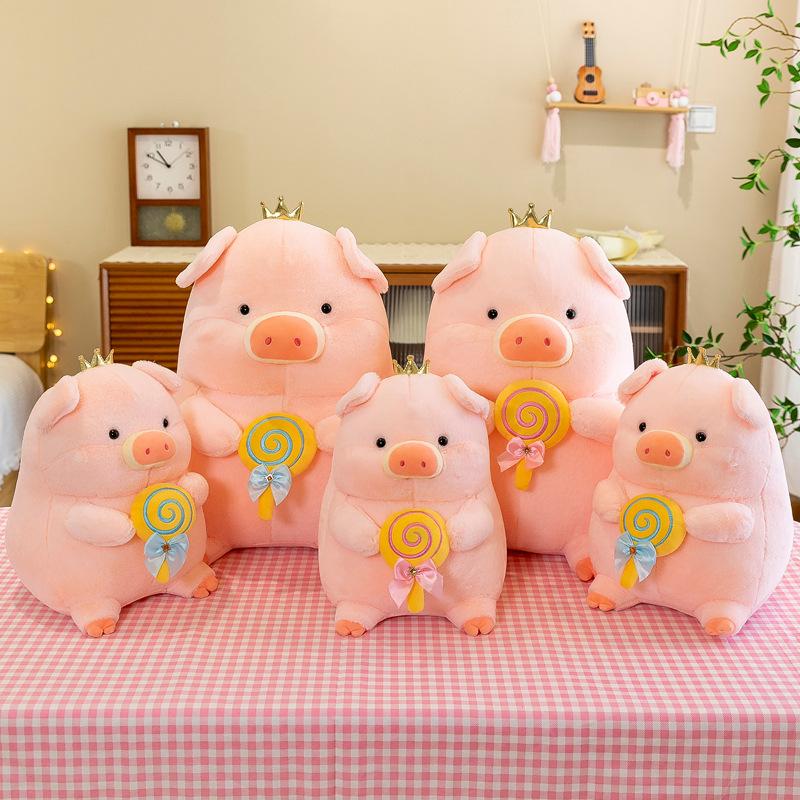 New cute pig plush toy children's birthday gift doll doll cute lollipop pig doll