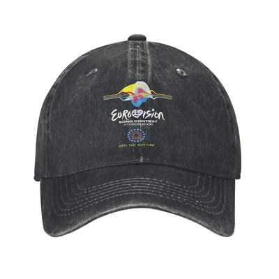 Berretto da Baseball Eurovision Song Contest 2006 Denim Stropicciato Vintage Lavato Copricapo Stile Unisex Allenamenti all'Aperto Berretti Morbidi Cappello