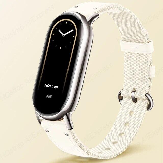 Strap for Xiaomi Band 8 Braided Bracelet Leather Nylon Watchband for Xiaomi Mi 8 Replacement Wristband Miband 8 Belt Accessories