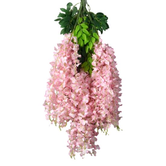 Artificial Wisteria Flower Hanging Garland Faux Silk Hanging Flower Strings Fake Wisteria Flower Vine for Wedding Garden Background Decor