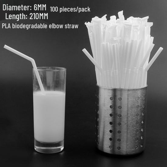 ShuangTong Biodegradable Black PLA Straws, Individually Wrapped for Beverages, Juice, Milk, and Tea, 100-Pack