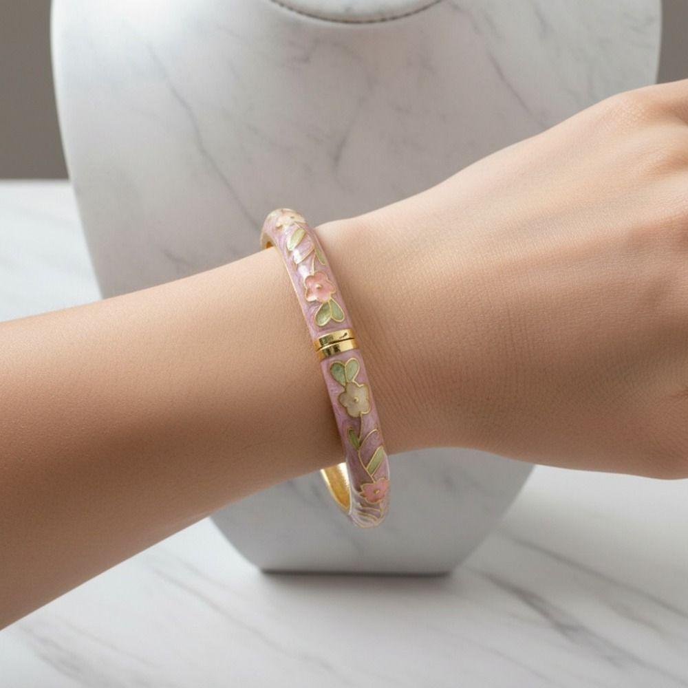 Zink Zink Zinklegierung Cloisonné Armband Blumenmuster Damen Armreif Mode Blüte Emaille Armband Student