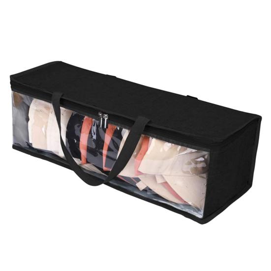 

Сумка для хранения шляп, портативная ручка, большая вместимость, прозрачное окно, прямоугольник, сверхпрочная ткань Оксфорд, многофункциональный органайзер для одежды, игрушек, товары для дома чёрный