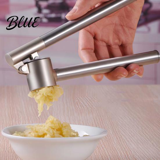 Durable Garlic Press for Stir Fry Stainless Steel Presser Effortless Extended Handle Ginger Kitchen Gadget Masher Easy Squeeze Manual Mincer Peeler