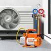 3.5 CFM HVAC Single Stage Rotary Vane Vacuum Pump and Manifold Gauge Kit Compatible with R134a, R22, R12, and R502 Refrigerants