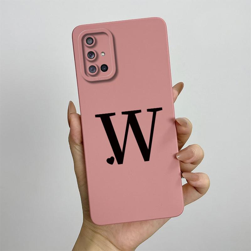 For Samsung Galaxy A51 A71 Case A515F A715F Initial Letters Liquid Silicone Phone Case For Samsung A51 A 31 71 Soft Cover Bumper