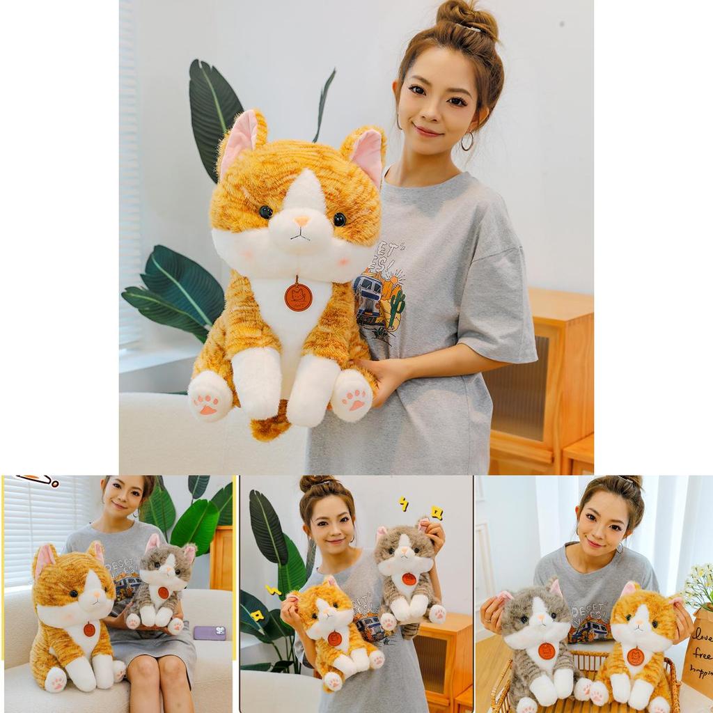 Adorable Big Face Cat Plush Toy Soft Stuffed Animal For Kids Bedroom Decor
