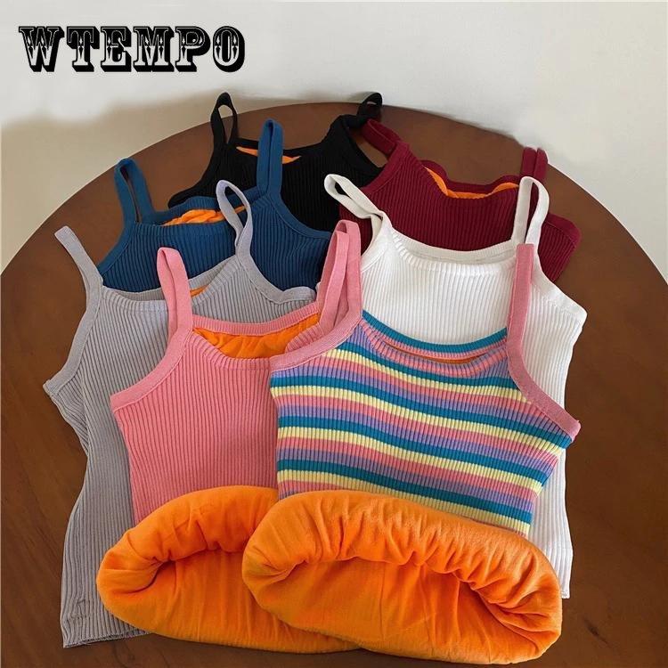 

Термальная одежда, женский Радужный зимний жилет, бархатные теплые топы на бретелях, тонкий квадратный вырез, тонкая внутренняя одежда, сексуальная одежда, термобелье