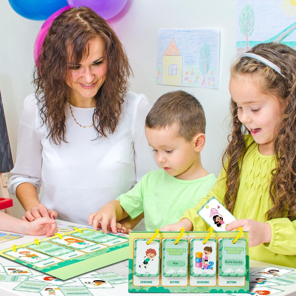 96PCS Action Cognition Cards Table Model Education Card Thinking Training English Learning Flash Card Kids Educational Toys