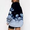 Women's Fashion Casual Oversized Drop Shoulder Floral Print Long Sleeve Zipper Sweatshirts Outdoor