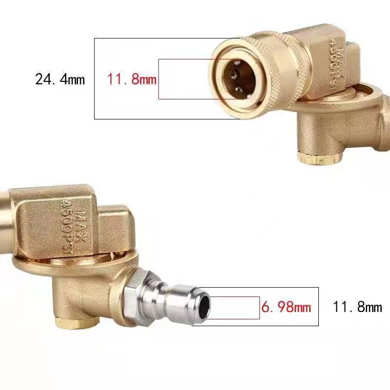 1/4" Brass High Pressure Washer Quick Connect Adapter Swivel Nozzle 5 Angle 180° Rotating Head 4500PSI Car Wash Tool