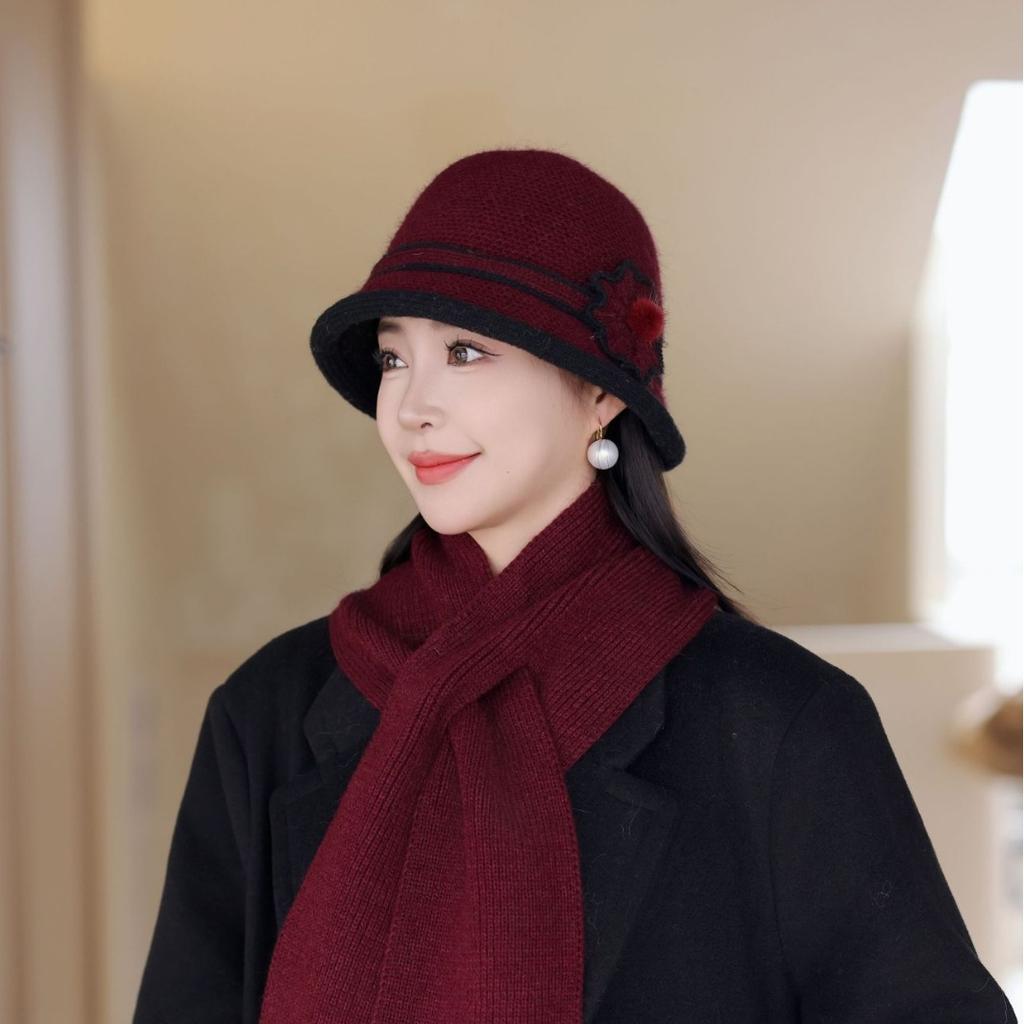 New Winter Warm Basin Hat for Women Fashion Fashionable Mother Hat Plus Velvet Thickened Rabbit Wool Knitted Hat