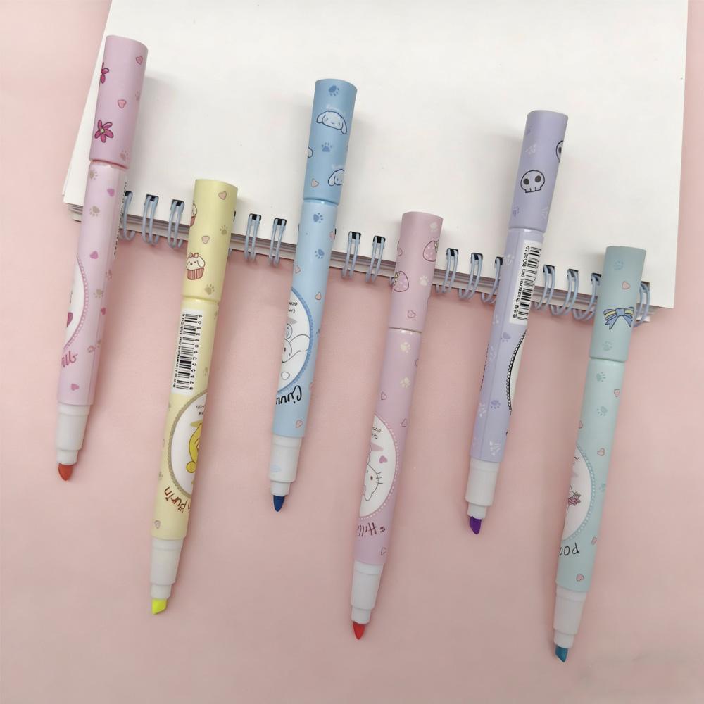 Sanrio Highlighters Cinnamoroll Kitty Colored Pens Student-Specific Highlight Markers High Aesthetics Multi-Functional Marking