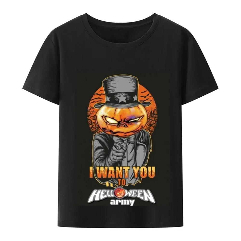 

Винтажная футболка Helloween с тыквами для концертной группы, мужская летняя футболка с коротким рукавом, повседневная, размеры SX- 4xl L454 XXXXXL чёрный