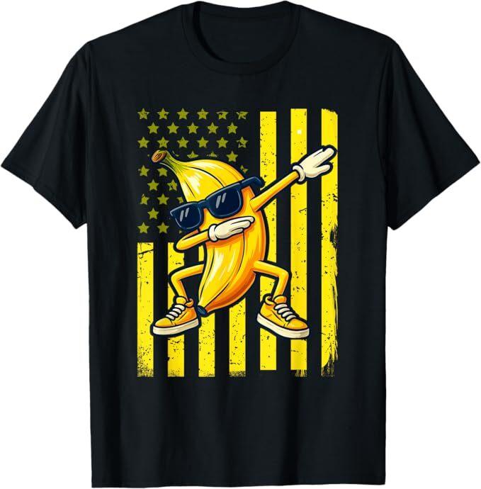 

Graphic Banana Retro American Flag Dabbing Banana Lover T-Shirt 4XL
