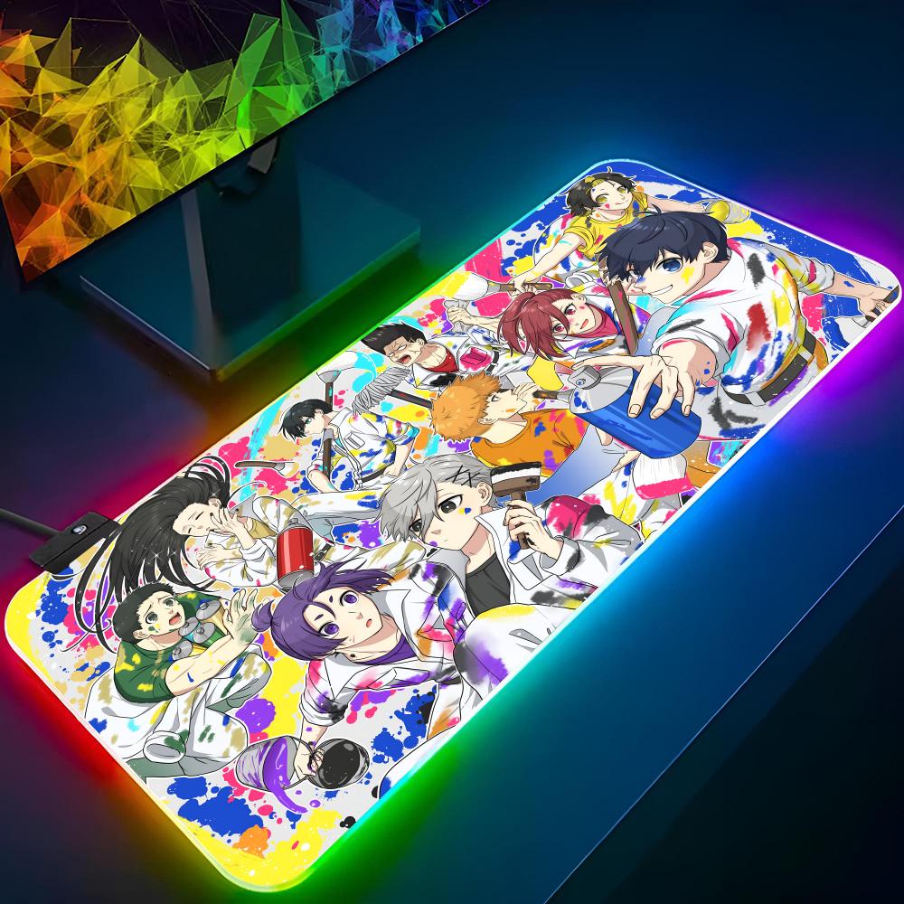 Blue Lock Nagi Seishiro Mouse Pad Gaming Rgb Cartoon Mousepad Backlit Keyboard Gamer Girl Xxl Laptop Mat Table Pads Deskpad