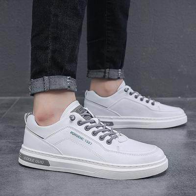 Herren Freizeitschuhe 2024 Neu Herbst Atmungsaktive Weiße Schuhe Studenten Koreanische Version Gummizug Dicke Sohle Weiche Sohle Flache Schuhe