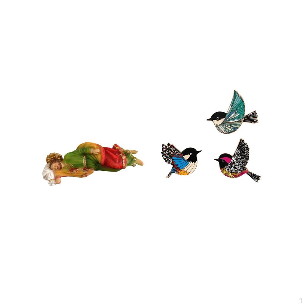 Resin Joseph Sculpture And Wooden Bird Wall Art Decorative Display for Tabletop Shelf Office Car