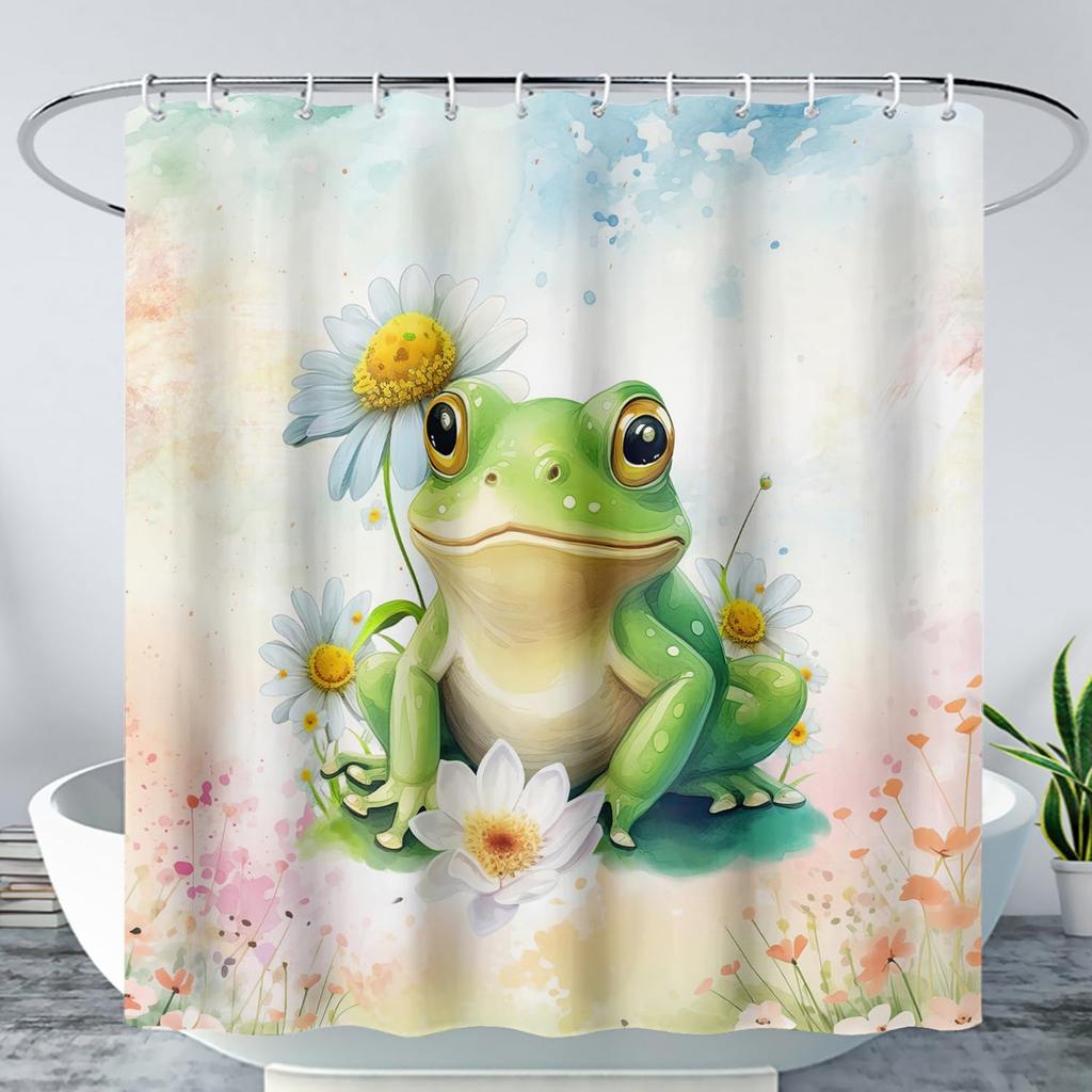 Kawaii Rabbit Pet Shower Curtain for Bathroom,Cute Animal Bunny Floral Waterproof Fabric Bath Curtain with Hooks,72" Wx72 H