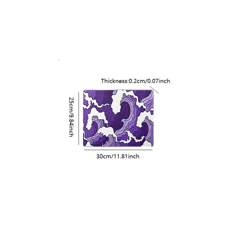 Purple And White Ocean Print Gaming Mouse Pad 2mm Nonslip Rubber Sewn Side Long Keyboard Gaming Pad Office Mat Large Desk 11
