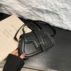 2025 Spring New Temperament Fashionable Shoulder Crossbody Foreign Style Solid Color Simple Texture Personalized Small Shoulder Bag