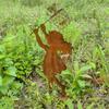 Outdoor Farmhouse Metal Silhouette Decoration - Small Boy and Girl Ornament