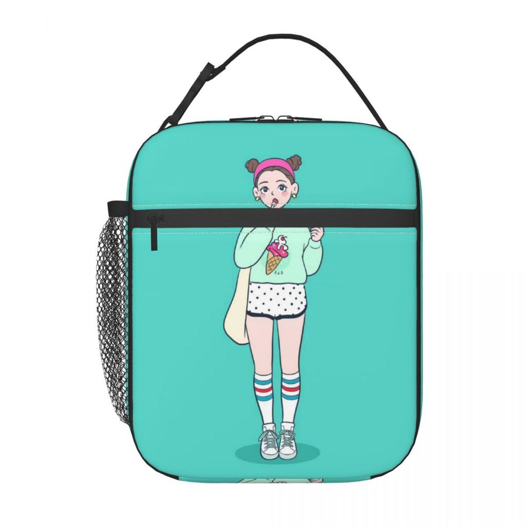 Cartoon Fashion Girl Insulated Lunch Bags for School Office Sport Car Portable Cooler Thermal Bento Box Women Children