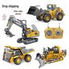 Alloy Remote Control 2.4G Excavator Bulldozer & Dump Truck Set for Kids