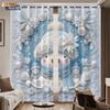 2Pcs Imitation Relief Christmas Snowman Print Blackout Curtain Multi Size Living Room Insulation Decoration Machine Washable
