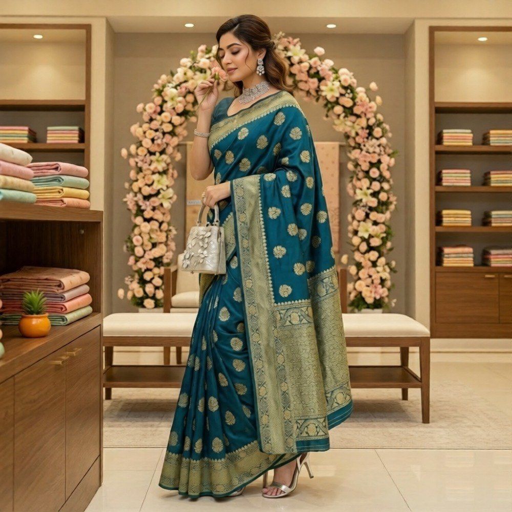 Grand Festive Edit – Soft Silk Saree | Rich Jacquard Royal Drape