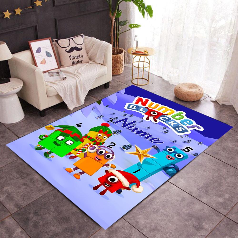 Tappeto da pavimento con blocchi numerici Inverno Divertente Nome Personalizzabile Tappeto per Ufficio Design per Stanze dei Giochi Camere da Letto Ingresso Tappeto Antiscivolo per Esterni Ufficio Arredamento per la Casa