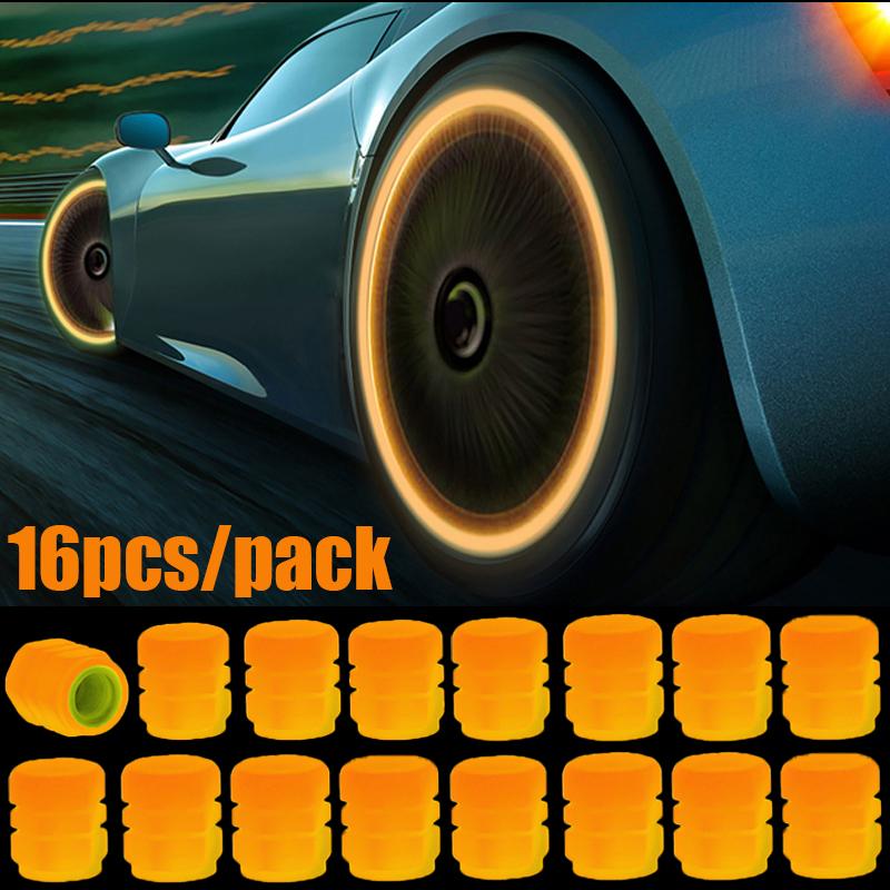 Lysende Ventilkapsler Fluorescerende Grønn Blå Natlysende Bil Motorsykkel Sykkel Hjulstyling Dekknav Universell Kapsel Dekor