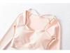 Women's Ribbed Long Sleeve Yoga Top with Chest Pads - Quick-Dry Crop