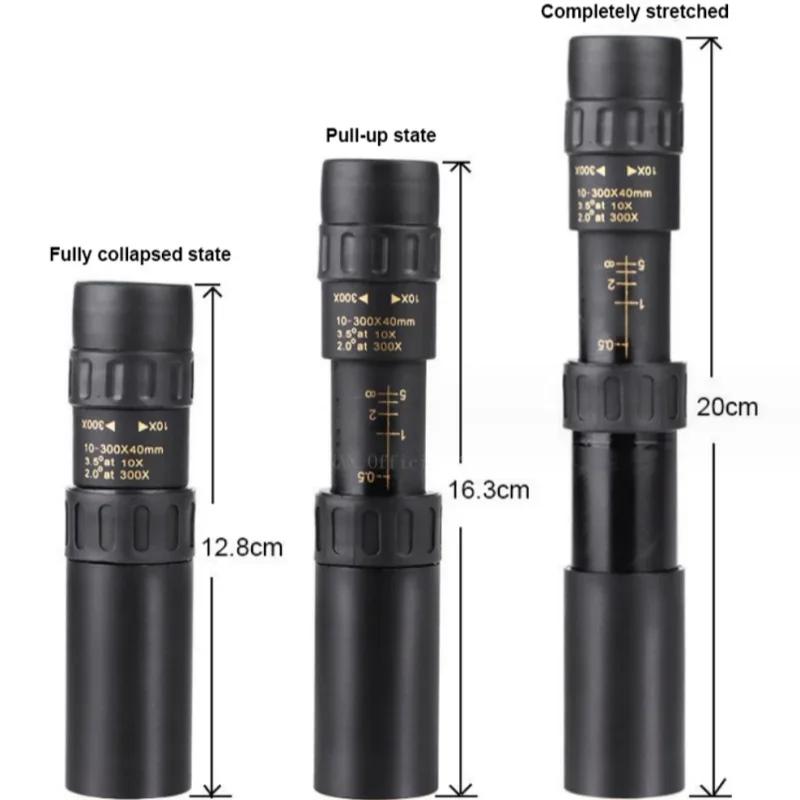 Powerful Binoculars Long Range Quality Portable 10-300X Zoom Metal HD Bak4 Professional Telescope Monocular for Hunting