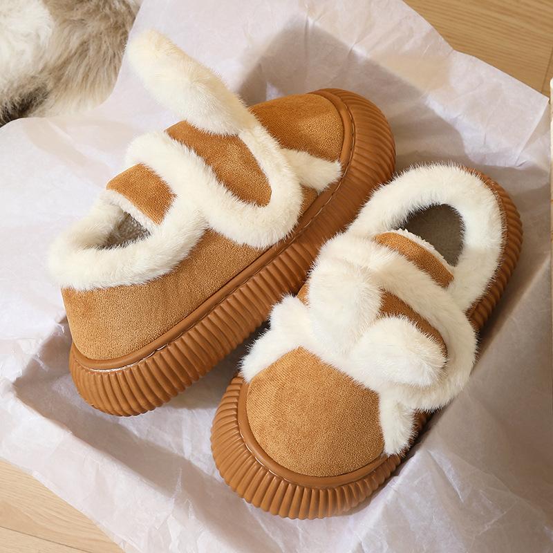Winter bag and cotton slippers, fashionable versatile non-slip thick-soled velvet warm snow boots, couple cotton shoes