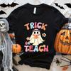Unisexs Teacher Halloween Print Tee Shirts Casual Female T Shirt Trick or Teach New Design Streetwear Fashion Unisex Tshirt Tops