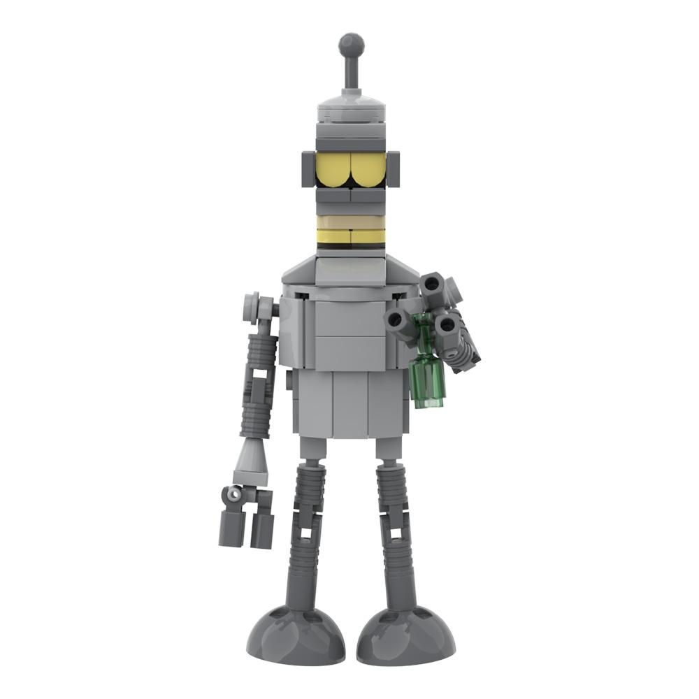 MOC Futurama Bender Roboter Modellbausteine Animation Actionfigur Wütender Roboter Kreatives Design Stein Spielzeug Geschenk