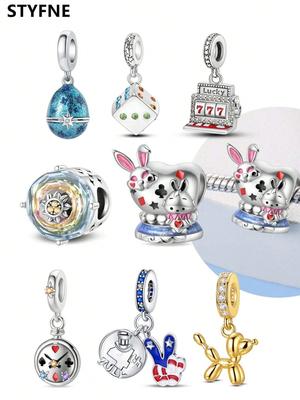 Charms Plata Wonderland Dreaming Rabbit Clock Beads Copper Plated Fit Copperoriginal Bracelet For Jewelry Making Diy Charm