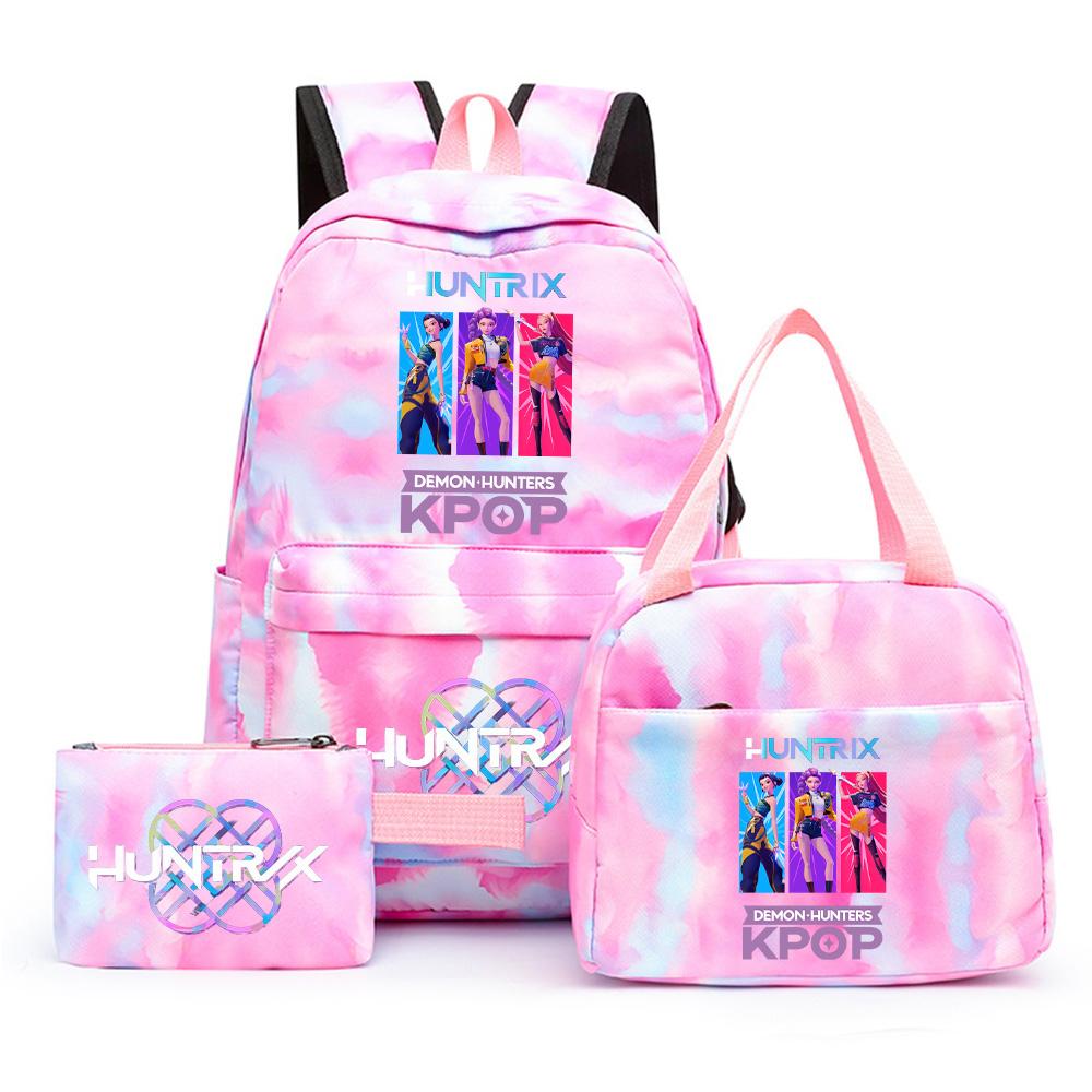 

3 шт./компл. Милый мультяшный рюкзак с принтом K-pop, с сумкой для ланча и пеналом для подростка, мальчика, девочки, школьный рюкзак большой вместимости, дорожная сумка, детский подарок, Mochila