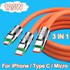 Xiaomi 3 In 1 120W Fast Charging Cable Micro USB Type-c Multiple USB Port Mobile Phone Charging Cables For Samsung for iPhone 14