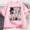 Funny Cat Make Coffe Print T Shirt for Unisex WOMEN Tshirt Summer Loose Cotton Short Sleeve Trendy Y2k Tops Unisexs Designer Clothes