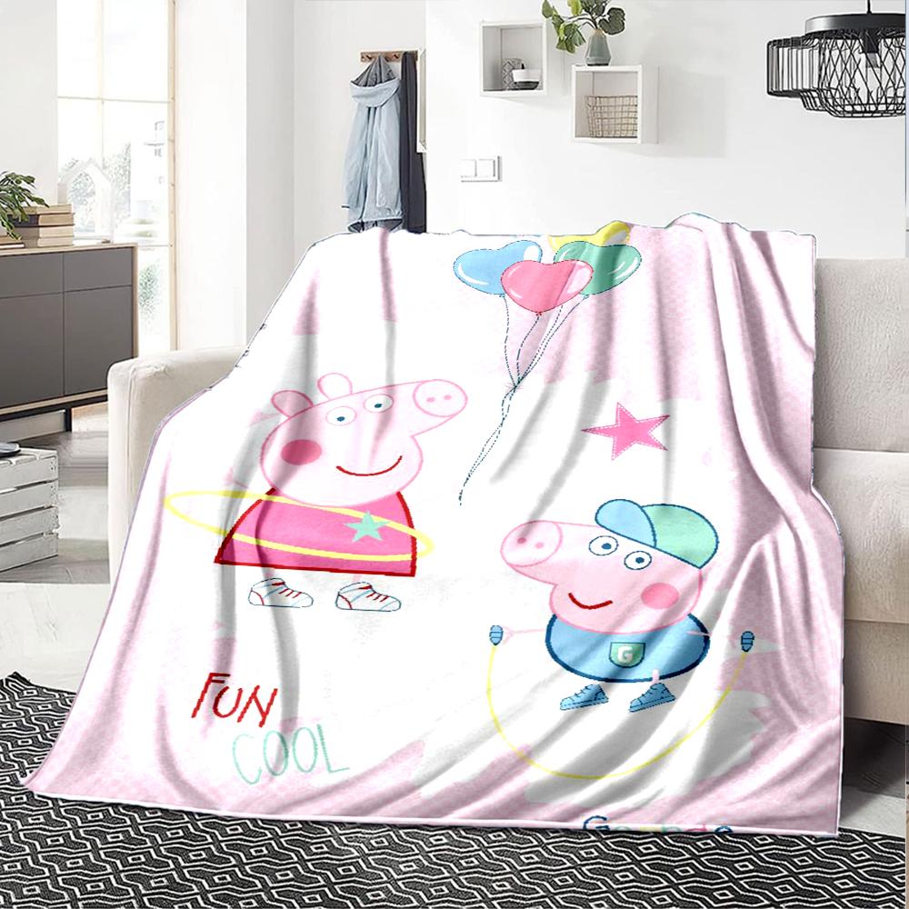 Peppa Pig Theme Printed Blanket - Perfect for Couch, Bed, Travel & Outdoor Use | Machine Washable, Cozy & Durable.
