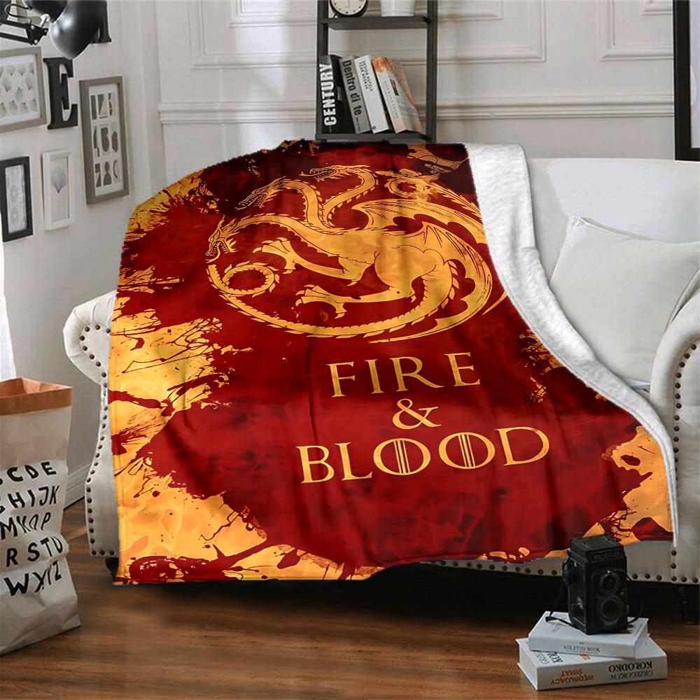 1pc Fire Blood Throw Blanket Soft Flannel, Cozy All Season Polyester Perfect for Home, Office