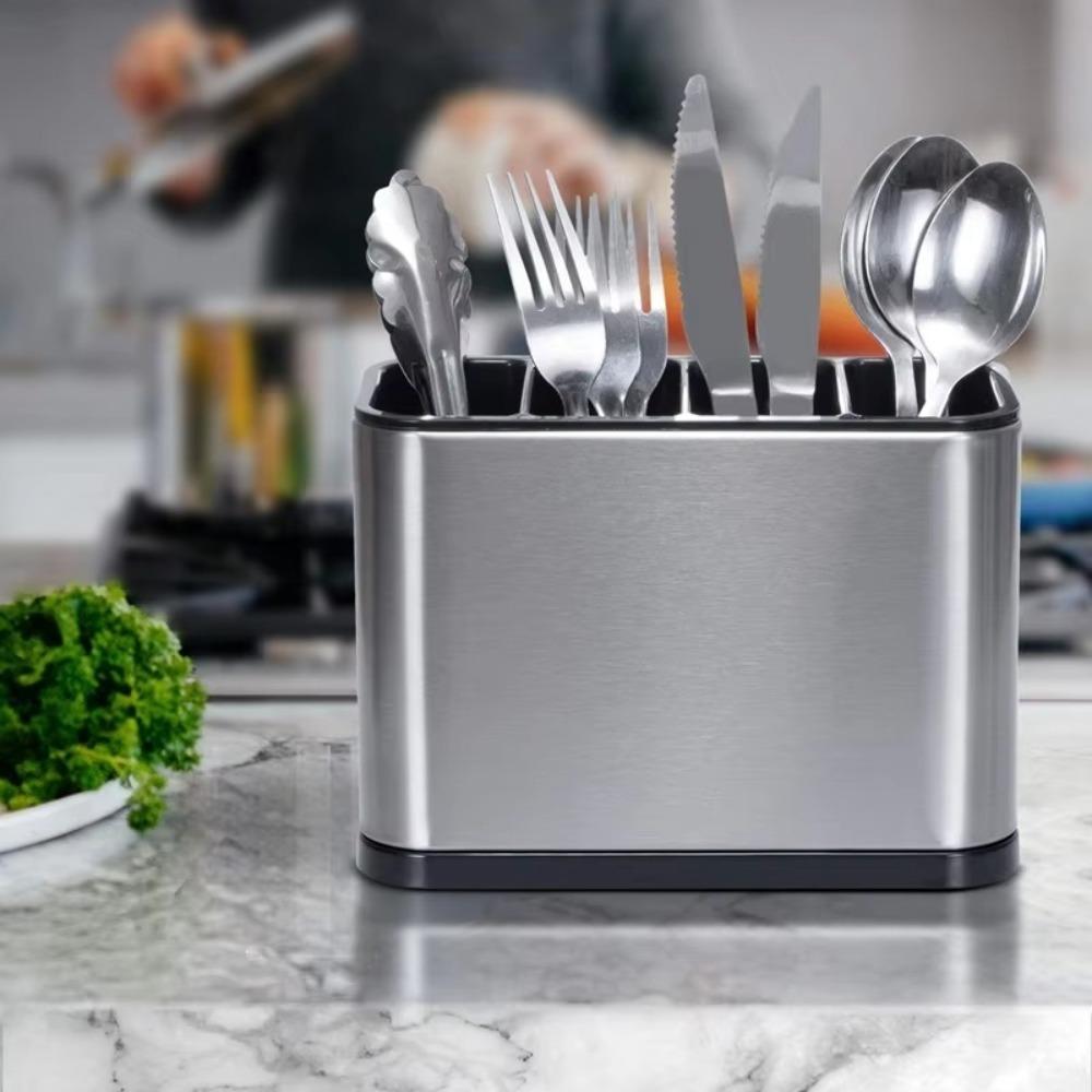 Stainless Steel Kitchen Utensil Holder Multifunctional Spoon Fork Chopstick Holder