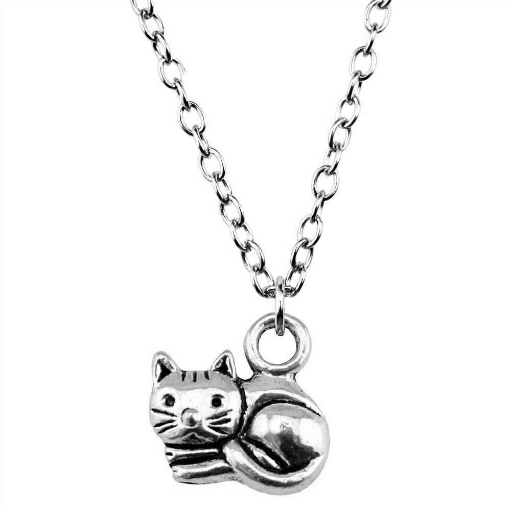 Cat Charm Necklace Cute Animal Pendant For Lovers Minimalist Pet Jewelry Gift 43cm Chain