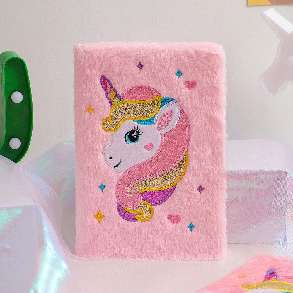 Embroidered Cute Cartoon A5 Plush Notebook - Great Gift for Students and Planners