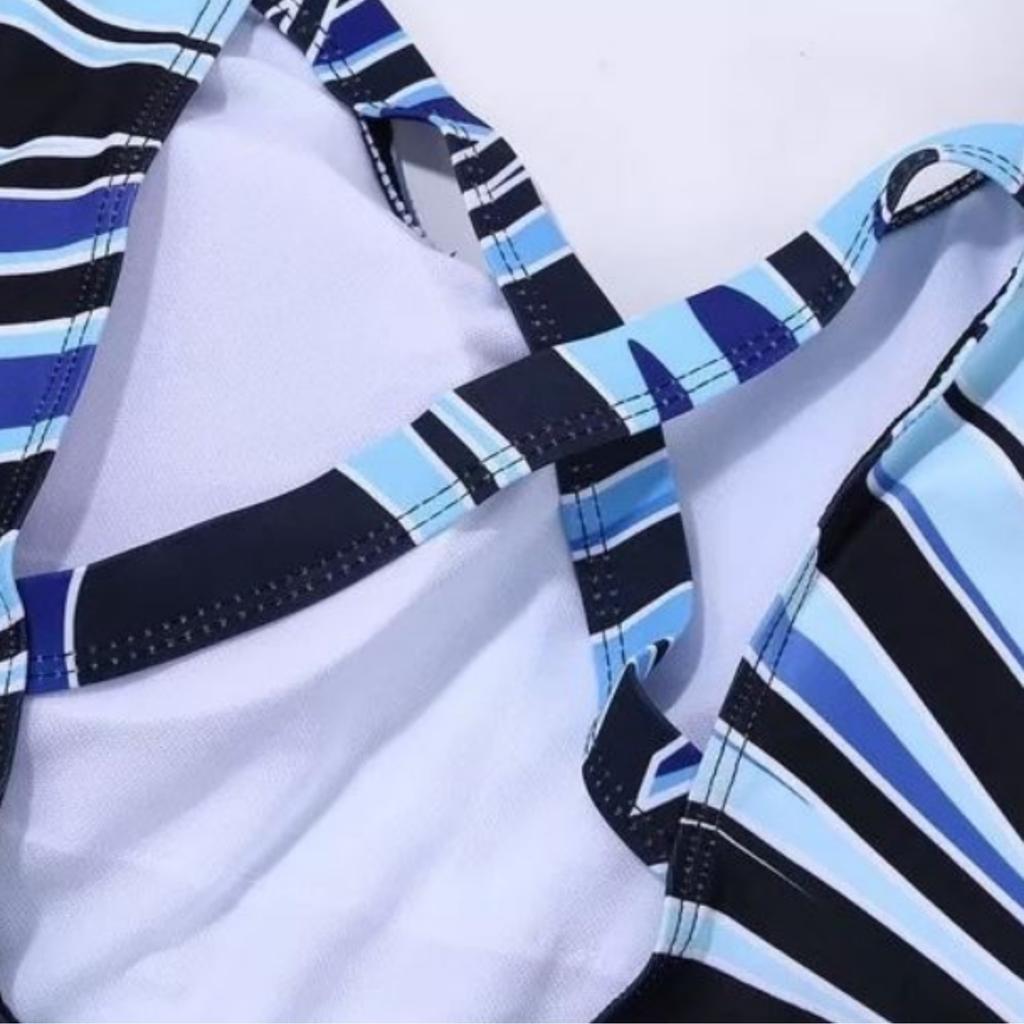 Shaping swimsuit with stripes, blue padded plus size. Shaping swimsuit with stripes, blue padded plus size. XXL