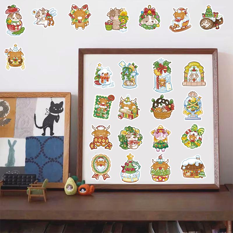 50/100PCS Christmas Cartoon Calf Sticker Phone Case Diary Suitcases Motorcycle Cup Speaker Phone Stationery Notebook PVC Sticker