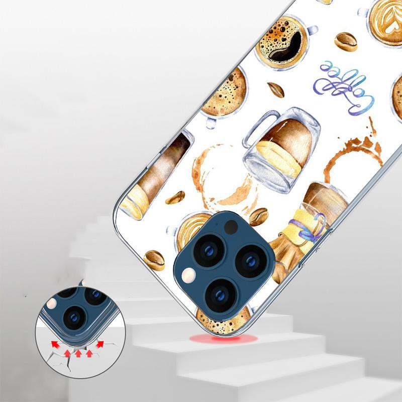 Coffee Wine Cup Phone Case For iPhone 17 Air 16 Pro Max 16E 15 + 14 Plus 11 12 13 Mini 7 8 SE Gift Print Cover Fundas 17 Air 16